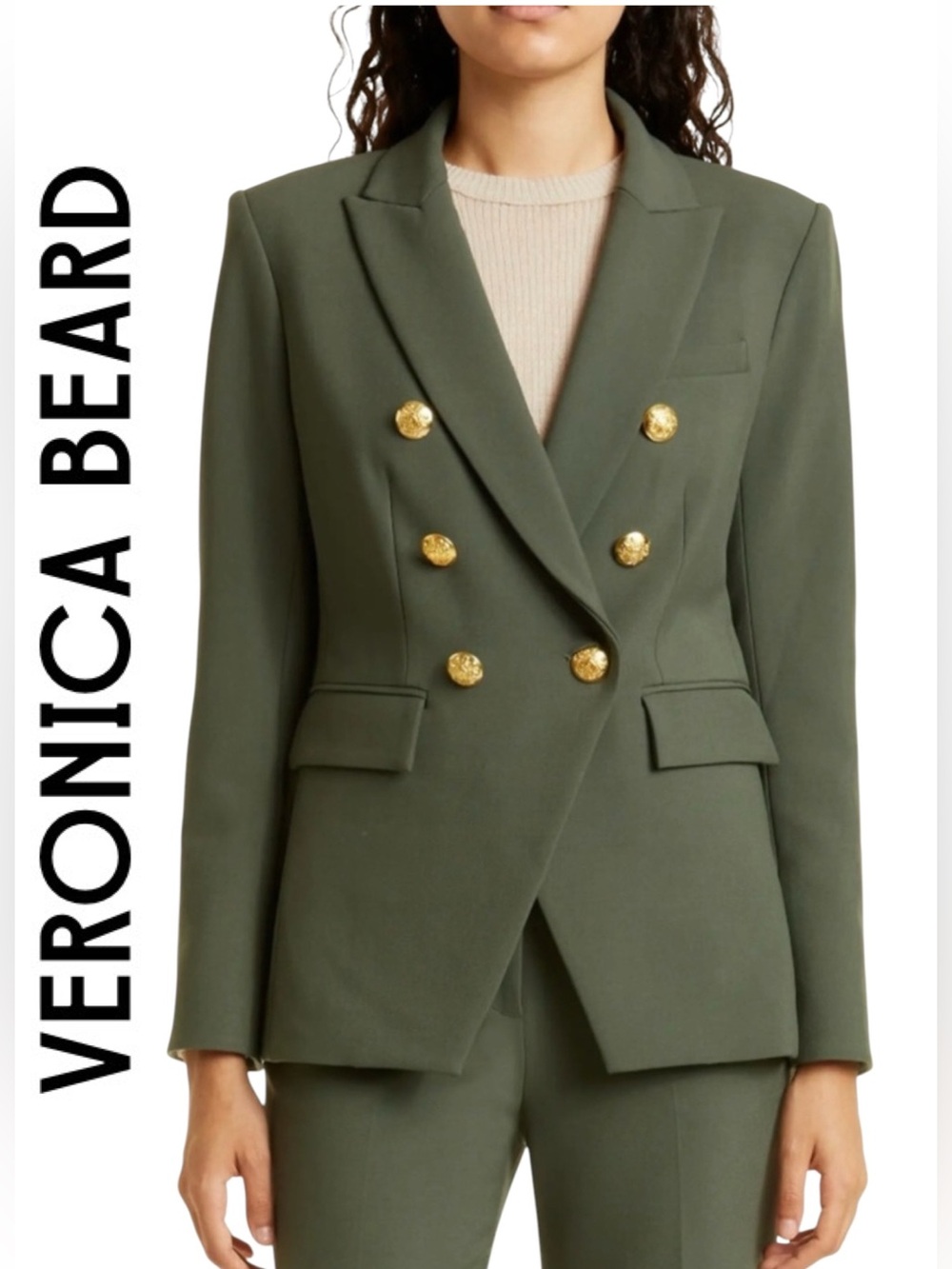 VERONICA BEARD Miller Dickey Suit Blazer Olive Green 150th Anniversary LE New 14